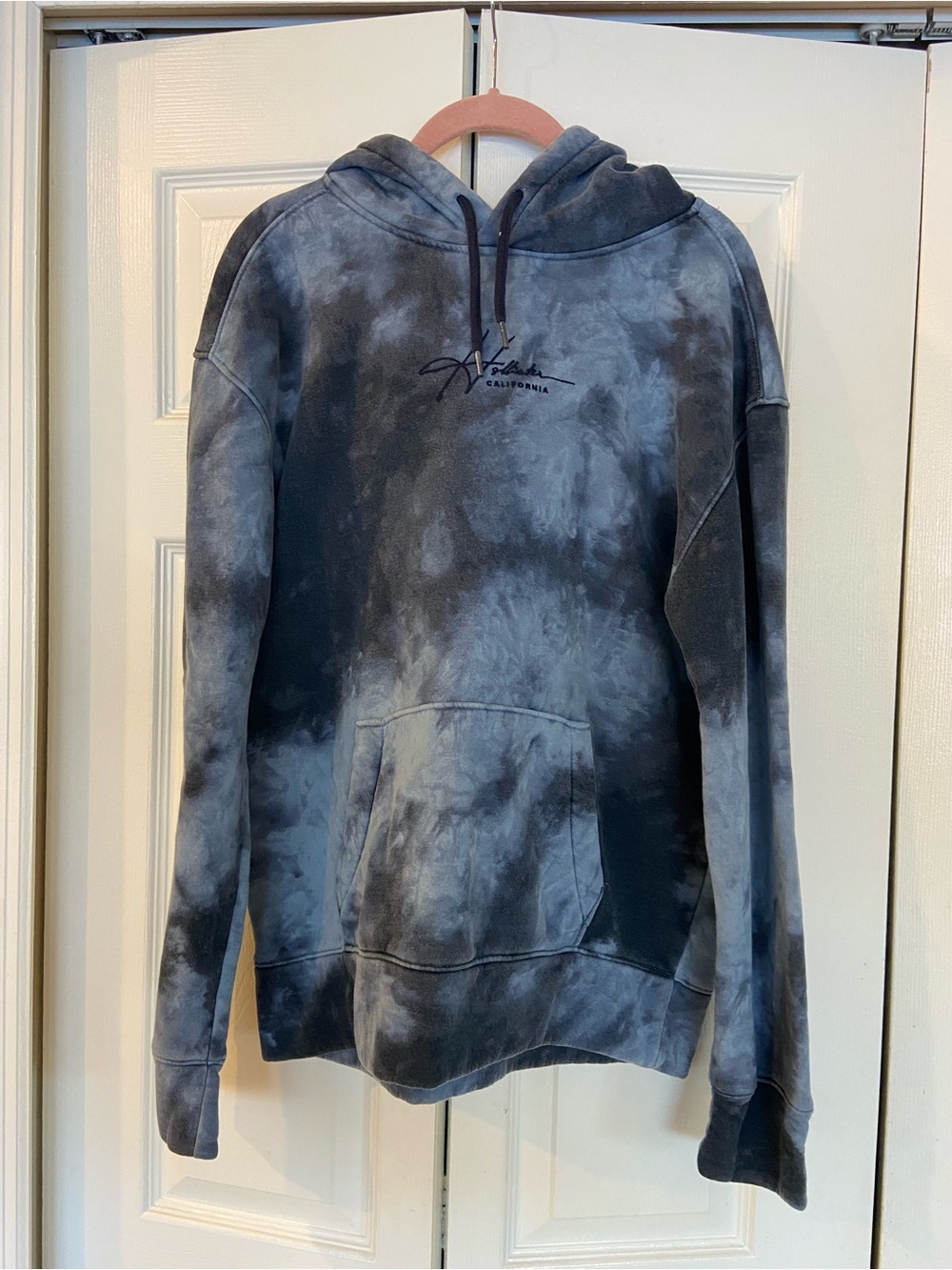 Hollister Blue & Black Tie-Dye Hooded Sweatshirt